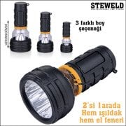 STEWELD 987A Çift Fonksiyonlu LED El Feneri ve Işıldak 117x55mm