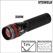 STEWELD 661B Alüminyum Telsekopik Zoomlu Led El Feneri