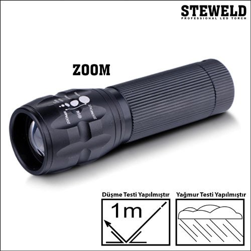 STEWELD 622B Alüminyum Telsekopik Zoomlu Led El Feneri