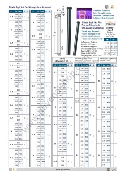 SBMAV03 Silindir Başlı İtici Pim (Ø1,5-Ø13)