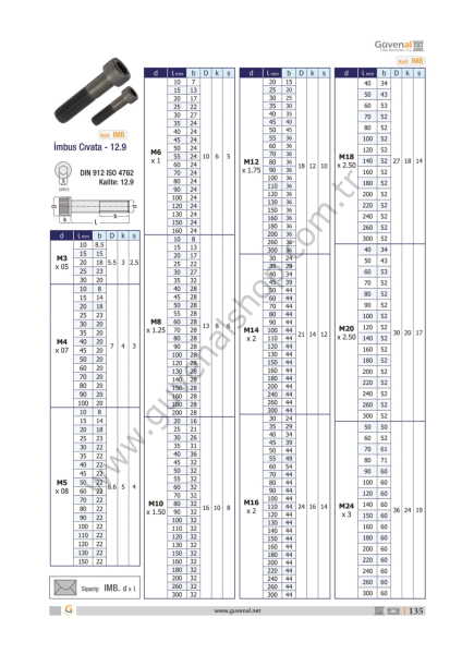 IMB İmbus Cıvata  (M18 ~ M36)