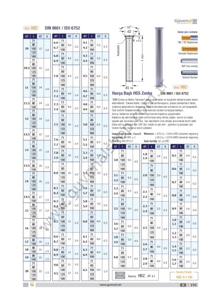 HBZ HB Havşa Başlı DIN 9861 Zımba (18 ~ 33 Arası)