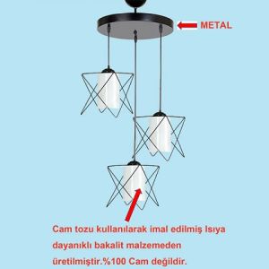 ARMATÜR METAL PRİZMA OPAL WHITE (EKO) ÜÇLÜ 3XE27 SİYAH