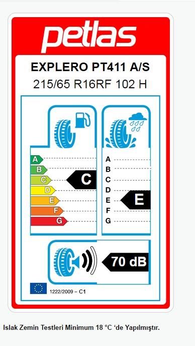 215/65R16 TL 102H REINF. EXPLERO A/S PT411 PETLAS