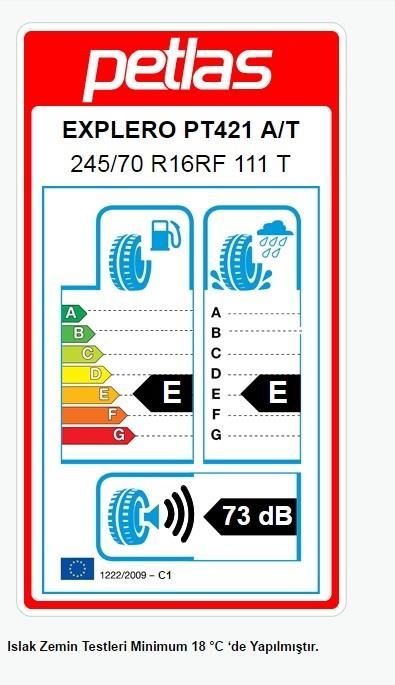 245/70R16 TL 111T REINF. M+S EXPLERO A/T PT421 PETLAS