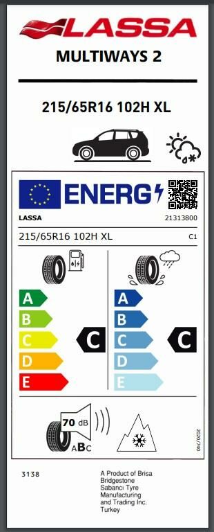 215/65R16 102H XL MULTIWAYS 2 LASSA