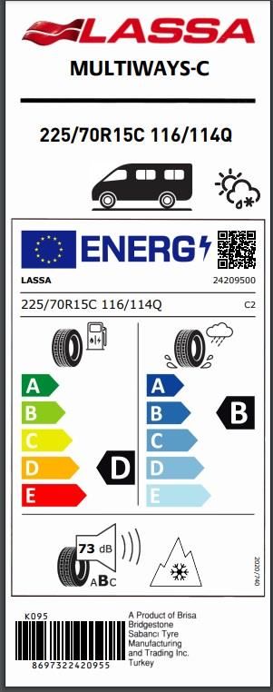 225/70R15 C 116/114Q 8PR MULTIWAYS-C LASSA