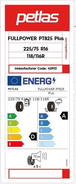 225/75R16 C TL 118/116R 10PR FULL POWER PT825 PLUS PETLAS