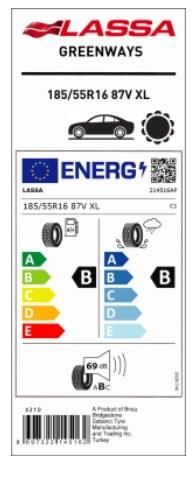 185/55R16 87V XL GREENWAYS LASSA