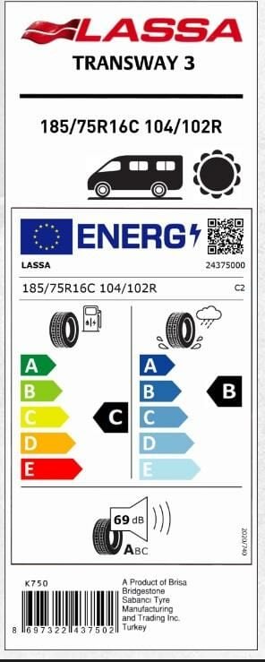 185/75R16 C 104/102R 8PR TRANSWAY 3 LASSA