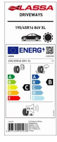 195/45R16 84V XL GREENWAYS LASSA