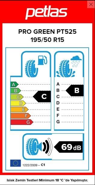 195/50R15 TL 82H PROGREEN PT525 PETLAS