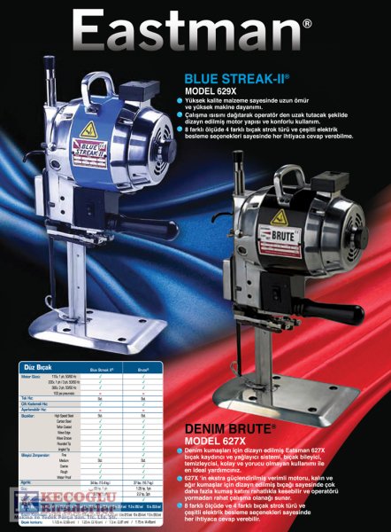 Eastman 11.5'' Dik Bıçaklı Blue Streak II Kumaş Kesim Motoru 629X-11.5''