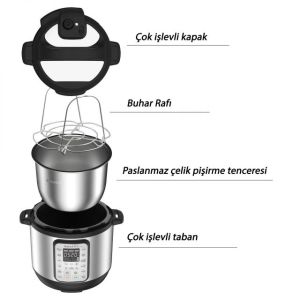 113-0063-01-EU Pot Duo Plus 9 u 1 Arada 7.6 Litre Yavaş Pişirici Pilav Pişirici Buharlı