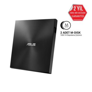 ASUS ZENDRİVE-U7M SDRW-08U7M-U HARİCİ İNCE DVD YAZICI  M-DİSC  2 ADET M-DISC DVD HEDİYELİ  SİYAH