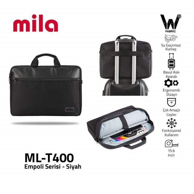 ML-T400 MILA ML-T400 Empoli 15.6'' Laptop Çantası-Siyah