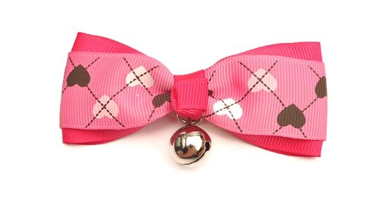 Pink Heart Bow Tie Kedi Tasması
