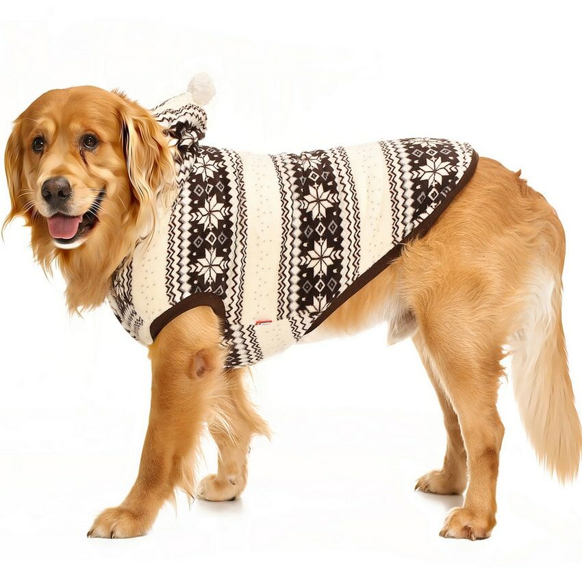 Köpek Büyük Irk Sweater Ponponlu Polar Kahverengi