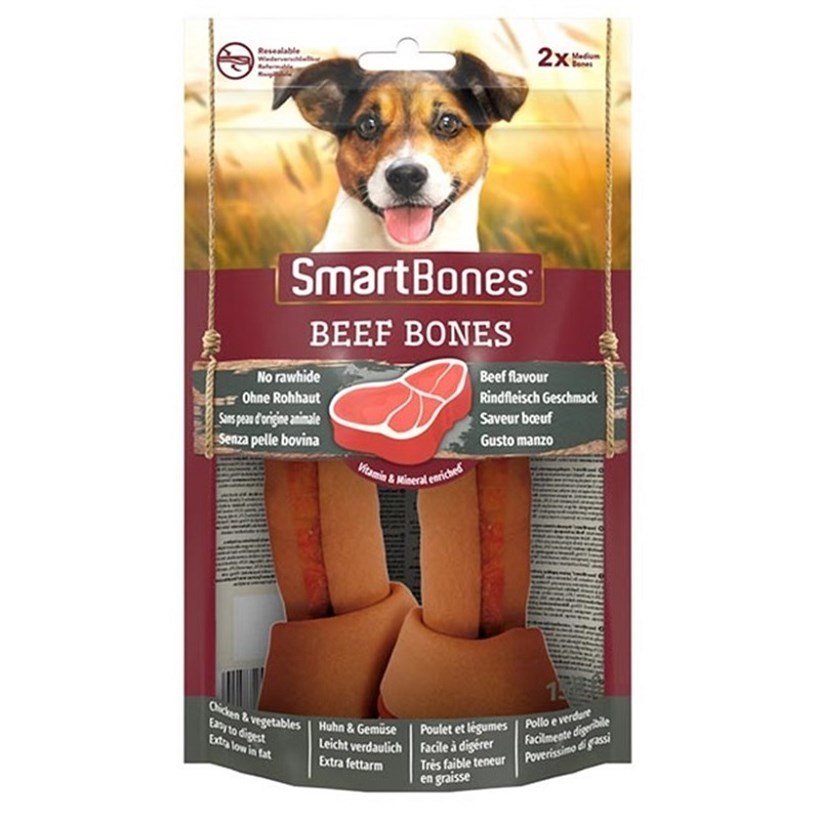 Smart Bones Biftekli Medium Kemik Köpek Ödülü 2li 158 Gr