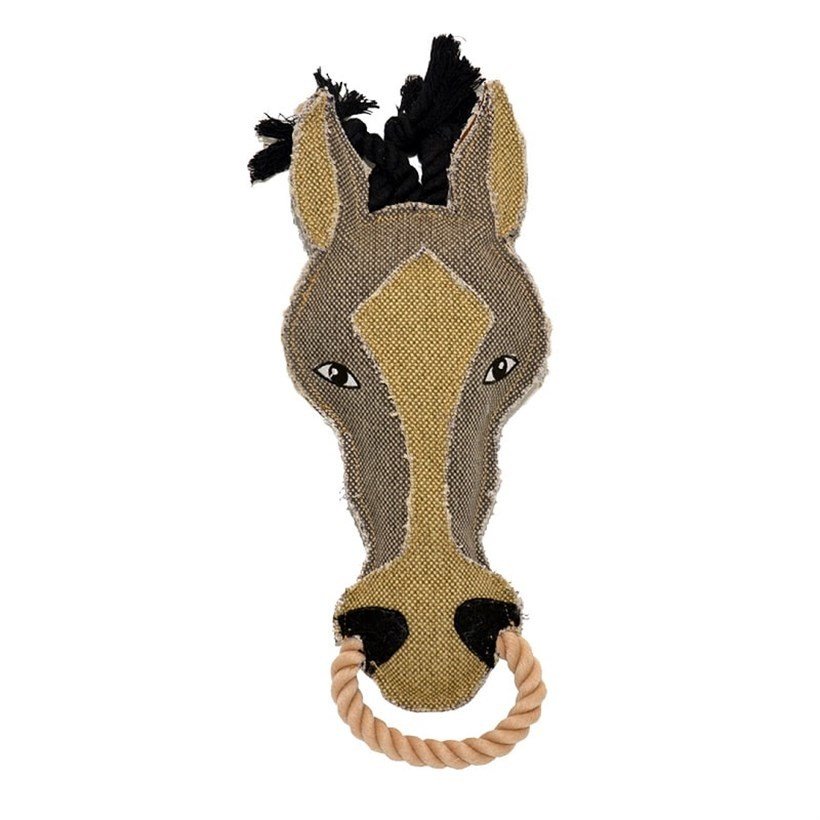 Duvo+ Diş İpli Kanvas At Başı Köpek Oyuncağı 31x12 cm