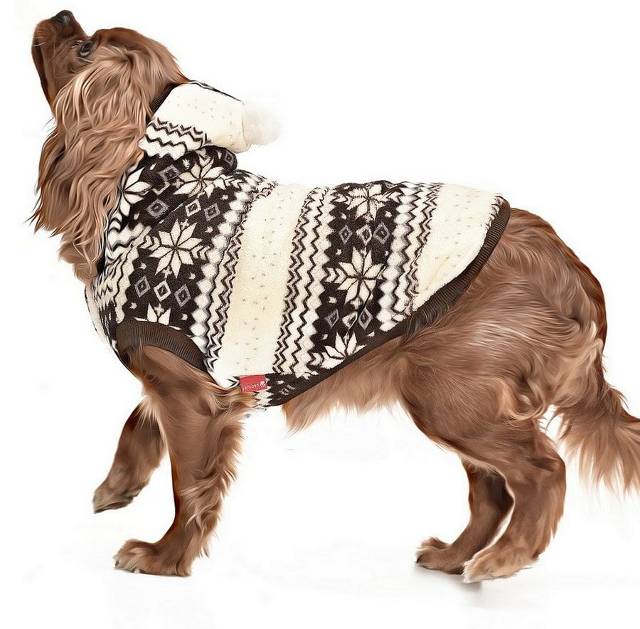 Köpek Ceket - Ponpon Polar Kahverengi - Köpek Kıyafeti