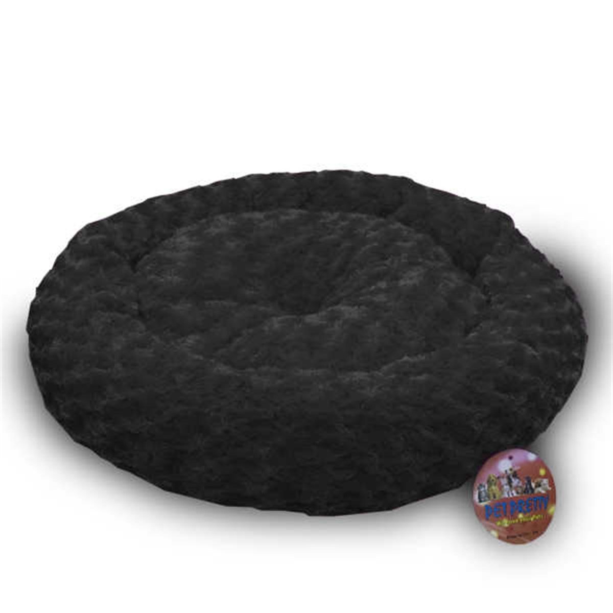 Peluş Yuvarlak Kedi Köpek Yatağı Siyah 50x50