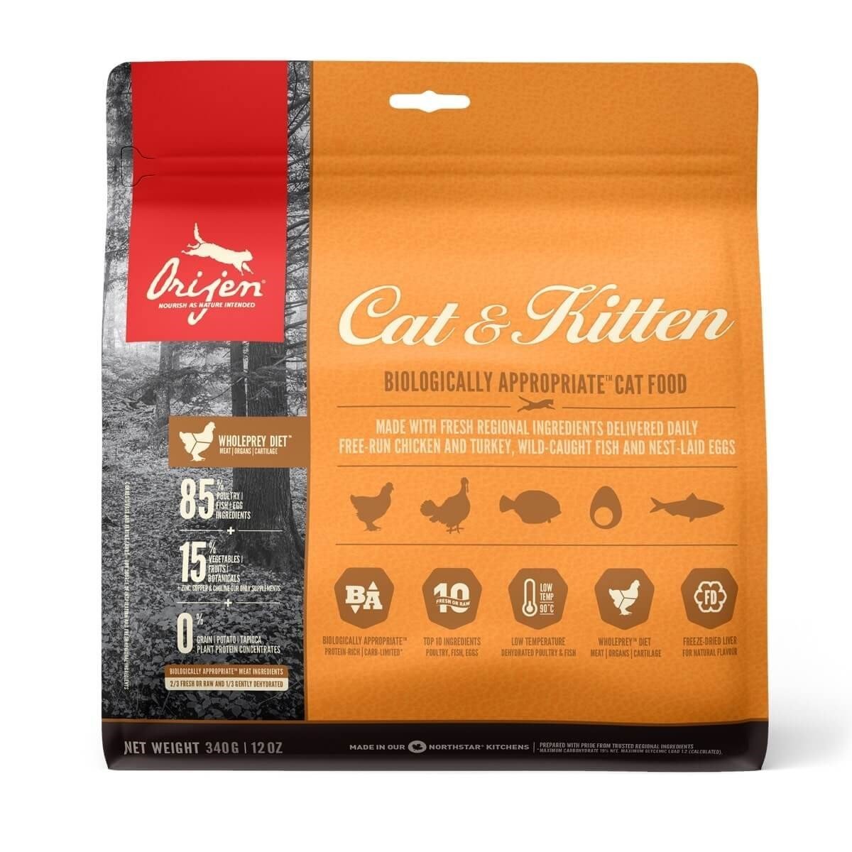 Orijen Cat & Kitten Yavru Yetişkin Tahılsız Kedi Maması 340 gr