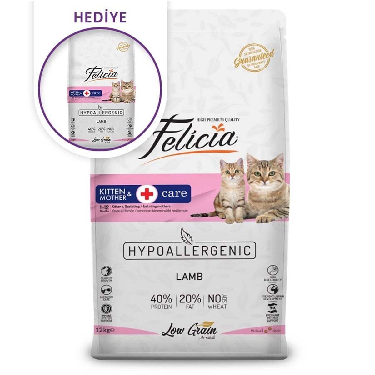 Felicia Düşük Tahıllı Kuzulu Yavru Kedi Maması 12 kg