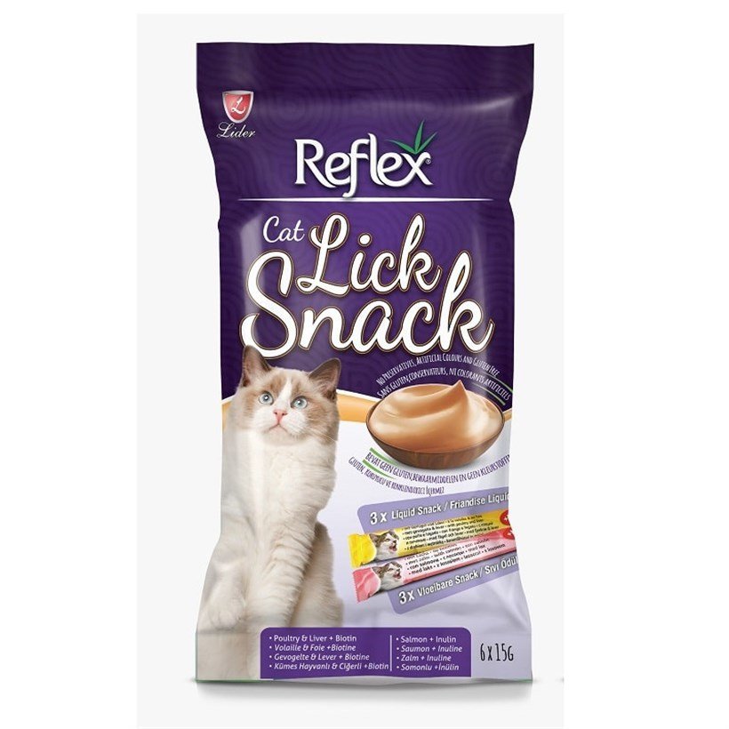 Reflex Lick Snack Kümes Hayvanlı Somonlu Kedi Çorbası 6x15gr