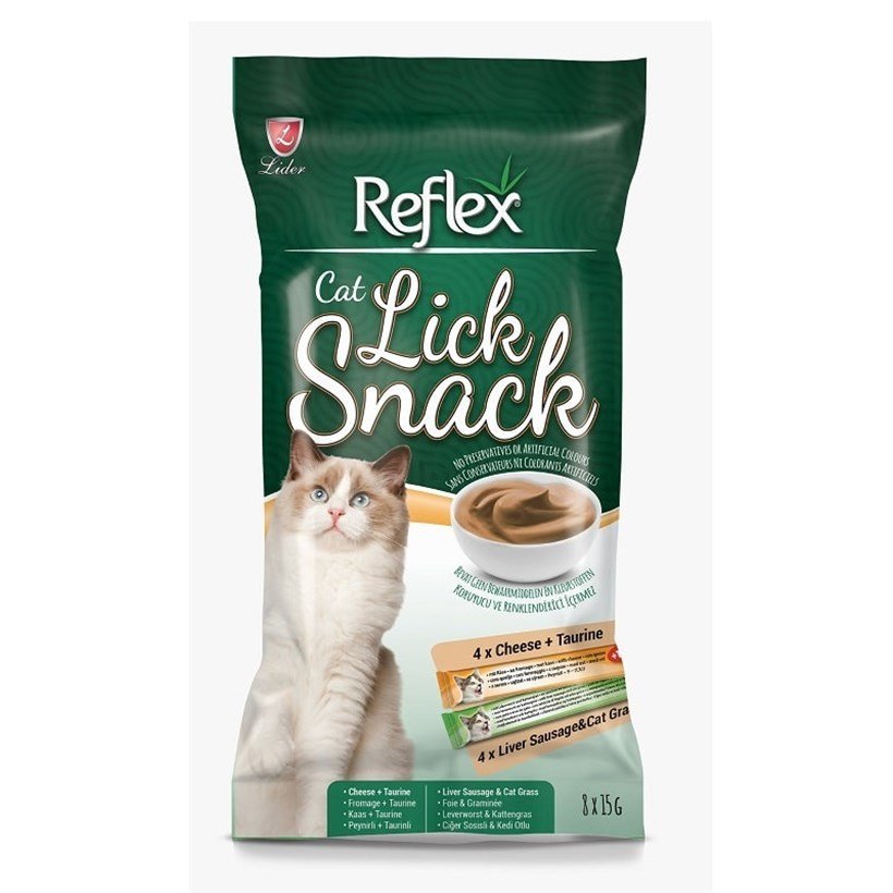 Reflex Lick Snack Peynirli Ciğer Sosisli Kedi Çorbası 8x15gr