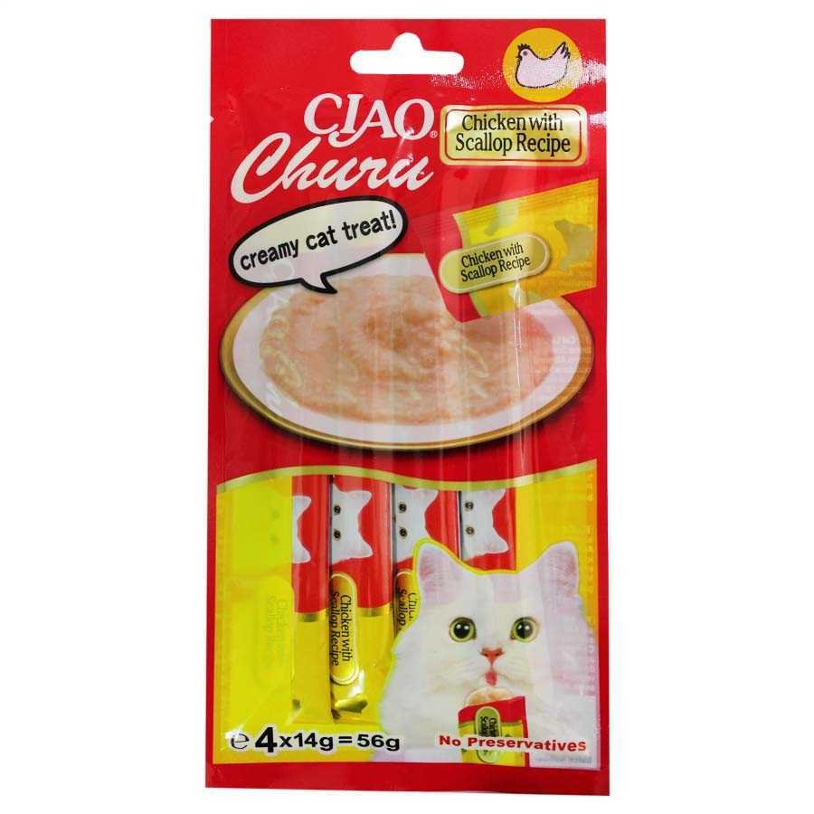 Ciao Tavuklu ve Deniz Tarağı Kedi Sıvı Atıştırmalık Ödül 56 gr