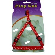 Pisy Cat Kemik Desenli Kırmızı Kedi Göğüs Tasması