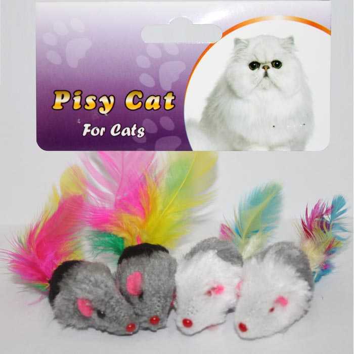 Pisy Cat Renkli Tüylü Kuyruklu Fare Kedi Oyuncağı