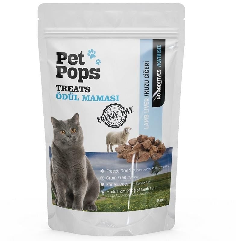Pet Pops Freeze-Dried Kedi Ödülü 100% Kuzu Ciğeri 40 Gr