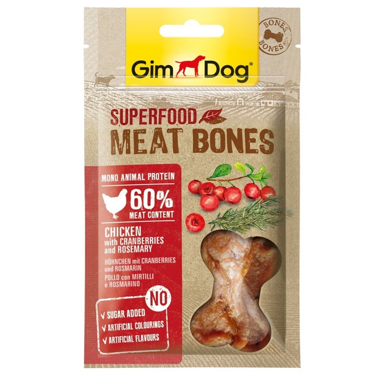 Gimdog Meatbones Tavuk Kızılcık Biberiye Köpek Ödülü 70gr