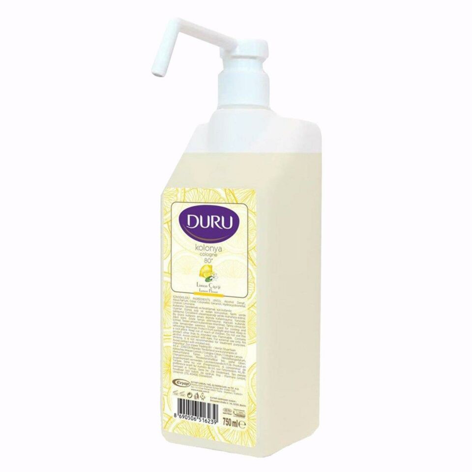 Duru 80° Alkollü Kolonya Pompalı 750 ml Limon Çiçeği