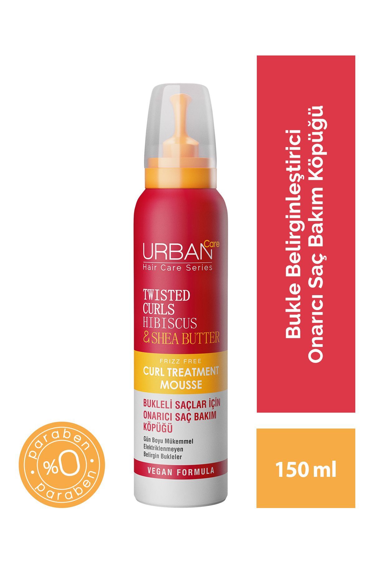 Urban Care Bukleli Saçlar için Onarıcı Saç Bakım Köpüğü 150 Ml. Twisted Curls Hibiscus - Shea Butter Curl Mousse - Saç Köpüğü