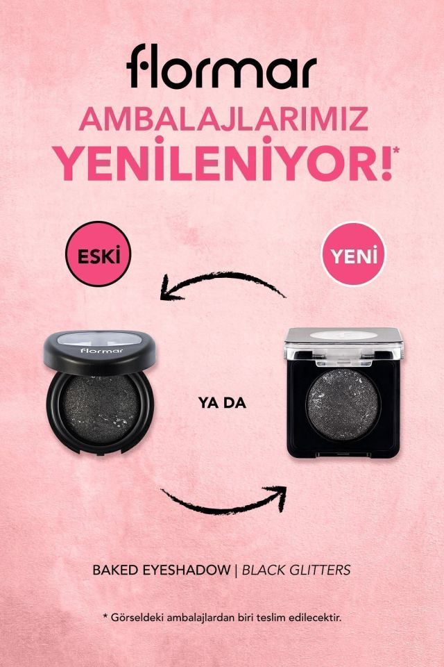 Flormar Yoğun Işıltılı Göz Farı - 002 Black Glitters- Baked Eyeshadow - 8682536052368