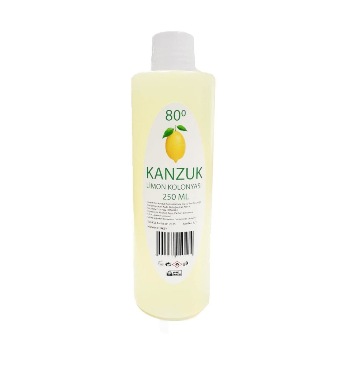Kanzuk Limon Kolonyası 250 Ml 80 Derece