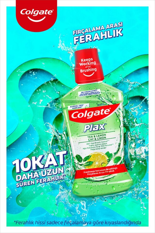 Colgate Plax Alkolsüz Ağız Bakım Suyu 500 ml Çay ve Limon