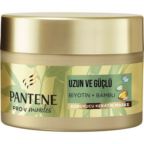 Pantene Uzun ve Güçlü Keratin Koruyucu Dökülme Karşıtı Maske, Bambu ve Biyotinli, 160ml