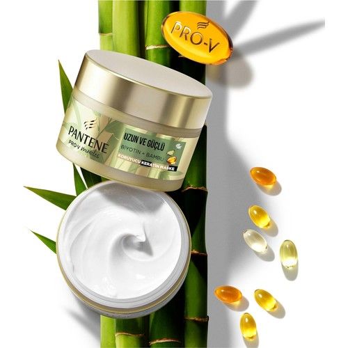 Pantene Uzun ve Güçlü Keratin Koruyucu Dökülme Karşıtı Maske, Bambu ve Biyotinli, 160ml