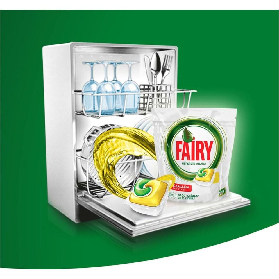 Fairy 36 Yıkama Deterjanı Kapsülü Hepsi Bir Arada Bulaşık Makinesi İçin Limon Kokulu