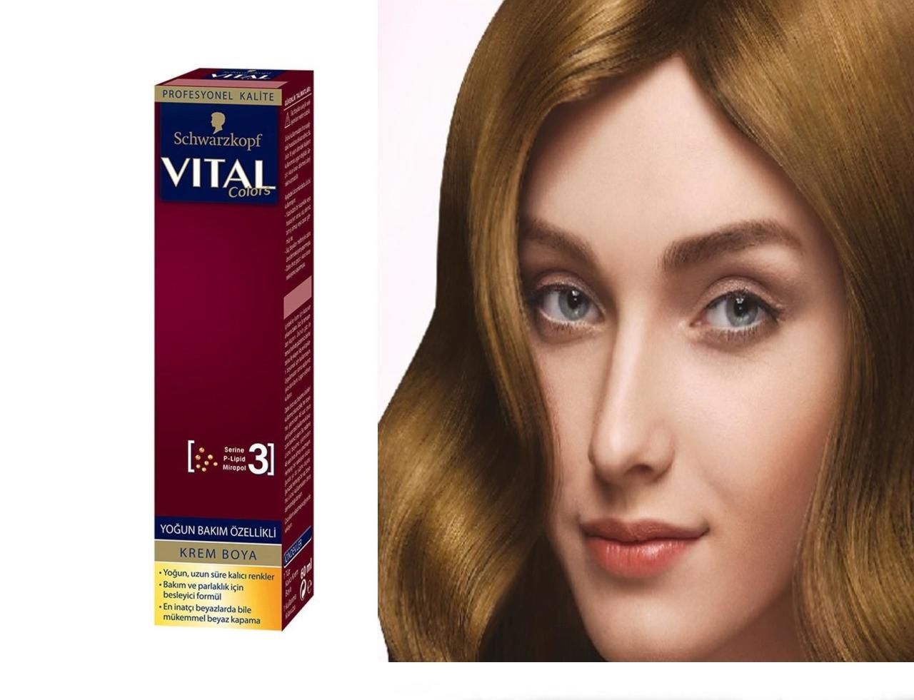 Vital Tüp Saç Boyası 6.3 Altın Kumral + Oksidan Sıvı 50 Ml
