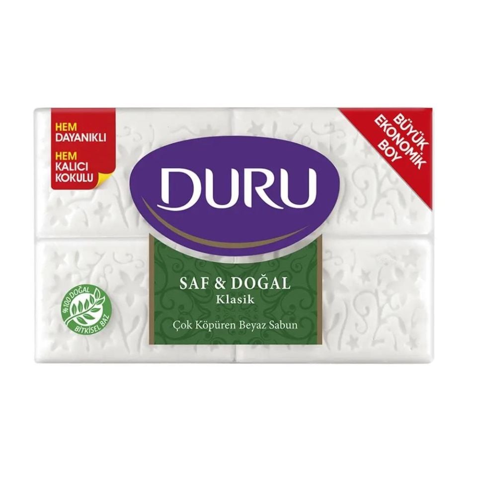 Duru Sabun Klasik Saf ve Doğal 800 gr 4X200 gr Beyaz Banyo Sabunu