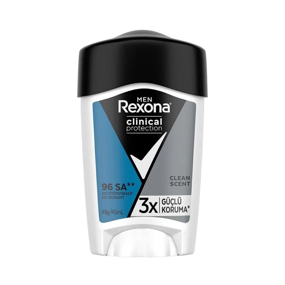 Rexona Men Clinical Protection Erkek Stick Deodorant Clean Scent 3x Güçlü Koruma 45 ml