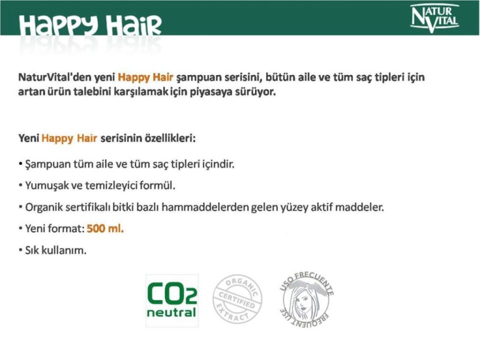 Natur Vital Happy Kuru Saçlar İçin Doğal Şampuan 500ml Aile Boyu