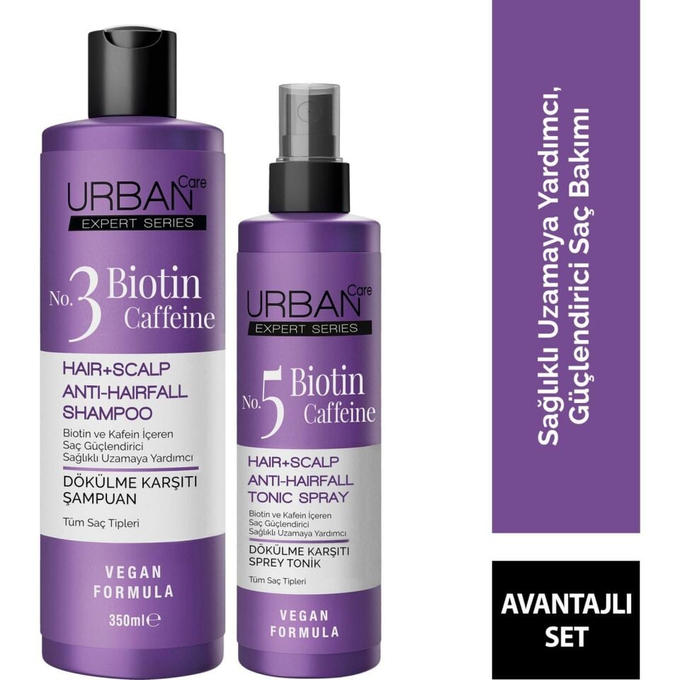 Urban Care Biotin & Kafein Saç Kökü Güçlendirici Şampuan 350 Ml + 200 Ml Sprey Tonik