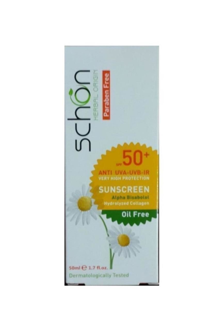 Schön 50Ml Güneş Kremi Renksiz Yağsız Spf50+ Yağlı ve Karma Ciltler