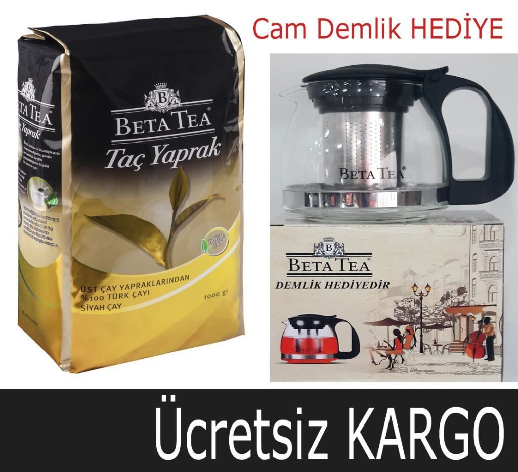 Beta Taç Yaprak Türk Çayı 1000 GR + Cam Demlik